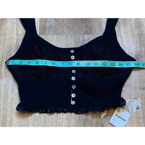 Free People Intimates Black Lace Button-Up Womens Crop Top‎ M NWT - Picture 5 of 9
